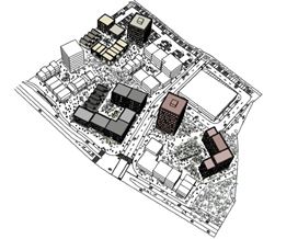 Visualisering af de almene boliger i tre boliggrupper. Visualisering: Mangor og Nagel.