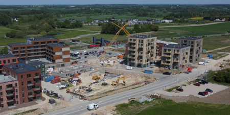 Byggeri i centrum af Vinge. Foto: Frederikssund Kommune.