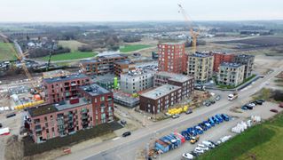 Byggeri i Vinge Centrum, maj 2024. Foto: Frederikssund Kommune.